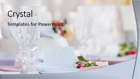  Presentation with wedding banquet table - Cool new PPT layouts with beautiful served table for wedding backdrop and a lemonade colored foreground