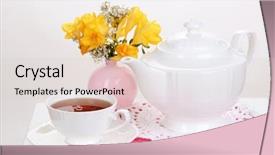  Presentation with picnic - Slides having tea on wooden picnic table background and a lemonade colored foreground