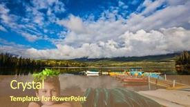  Presentation with lake dock - PPT layouts having crown of shiny green background and a coral colored foreground