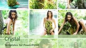  Presentation with sexy girl - Cool new slide deck with beautiful sexy and wild girl posing in the jungle backdrop and a mint green colored foreground
