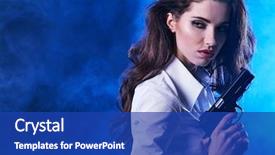  Presentation with sexy girl in stars - PPT layouts featuring beautiful sexy girl holding gun background and a royal blue colored foreground