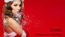  Presentation with sexy girl - Audience pleasing slide set consisting of beautiful sexy girl wearing santa backdrop and a crimson colored foreground