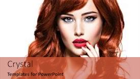  Presentation with nails - PPT layouts with beautiful sexy woman with long red hairs and red nails on white background background and a red colored foreground