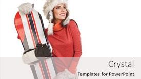  Presentation with snowboard - Presentation having beautiful sexy woman with a snowboard in studio background and a lemonade colored foreground