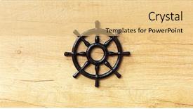  Presentation with ship - Presentation design consisting of beautiful ship steering wheel background and a yellow colored foreground