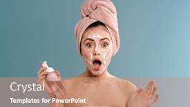  Presentation with cleansing - Colorful slides enhanced with beautiful-shocked-girl-using-cleansing backdrop and a coral colored foreground