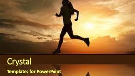  Presentation with road light - PPT theme enhanced with beautiful silhouette of female running background and a tawny brown colored foreground