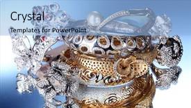  Presentation with gold silver - Slide deck having beautiful silver and gold bracelets background and a light blue colored foreground
