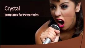  Presentation with rockstar - Presentation theme having beautiful singing rockstar girl background and a wine colored foreground