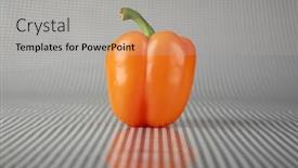  Presentation with orange green white - Presentation having beautiful-single-orange-bell-pepper background and a light gray colored foreground