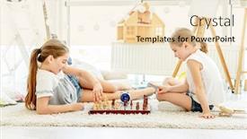  Presentation with chess - Audience pleasing presentation theme consisting of beautiful-sisters-playing-chess backdrop and a lemonade colored foreground