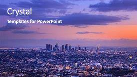  Presentation with los angeles - Beautiful presentation design featuring beautiful skies - scenic los angeles city cityscape backdrop and a cobalt blue colored foreground
