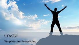  Presentation with sky diving man falling - Theme consisting of beautiful sky element of design background and a light blue colored foreground