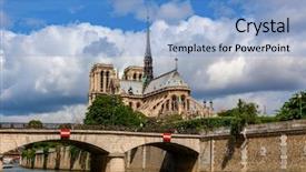  Presentation with notre dame paris france - Slide set featuring beautiful sky in paris france background and a light blue colored foreground