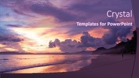  Presentation with waves - PPT layouts having beautiful-sky-over-the-beach background and a violet colored foreground
