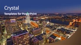  Presentation with cincinnati - Slide set consisting of beautiful skyline of downtown cincinnati background and a ocean colored foreground