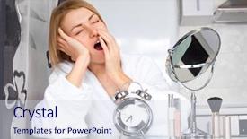  Presentation with makeup - Cool new theme with beautiful sleepy woman applying makeup backdrop and a sky blue colored foreground