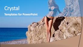 Presentation with sea - Slides with beautiful slender blonde at the sea summer travel photos background and a teal colored foreground