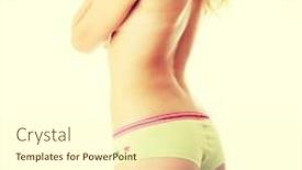  Presentation with slim body - Cool new PPT theme with beautiful slim female body in underwear isolated on white background backdrop and a cream colored foreground