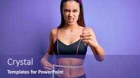  Presentation with tape measure - Beautiful slide set featuring beautiful-slim-girl-controlling-weight backdrop and a violet colored foreground