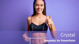  Presentation with tape measure - Presentation theme having beautiful-slim-girl-controlling-weight background and a light blue colored foreground