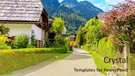 Presentation with beautiful houses - Theme having beautiful small european town villadge background and a yellow colored foreground