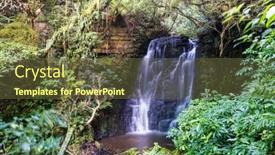  Presentation with beautiful green - Presentation with beautiful-small-waterfall-in-green background and a tawny brown colored foreground
