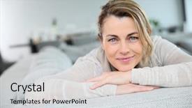  Presentation with portrait happy family smiling - Presentation theme consisting of beautiful smile - portrait of mature smiling blond background and a light gray colored foreground