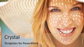  Presentation with christian templar knight looking - Audience pleasing presentation design consisting of beautiful smile - portrait of smiling woman backdrop and a coral colored foreground