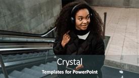  Presentation with headphones - Presentation theme featuring beautiful-smiling-african-girl background and a ocean colored foreground