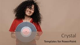  Presentation with vinyl - Presentation theme with beautiful-smiling-asian-woman background and a coral colored foreground