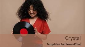  Presentation with vinyl - Presentation theme with beautiful-smiling-asian-woman background and a coral colored foreground