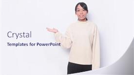  Presentation with show - Beautiful presentation design featuring beautiful-smiling-asian-women-show backdrop and a sky blue colored foreground