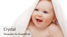  Presentation with quilt - Amazing PPT layouts having beautiful smiling baby wrapped in quilt backdrop and a lemonade colored foreground