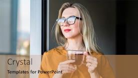  Presentation with social work - Presentation featuring beautiful-smiling-businesswoman-in-glasses background and a coral colored foreground