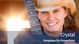 Presentation with country music - Slides with beautiful smiling country girl background and a ocean colored foreground