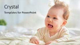  Presentation with cute baby - PPT theme with beautiful smiling cute baby girl background and a light gray colored foreground
