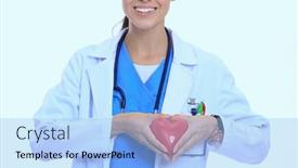  Presentation with green apple - Slide set consisting of beautiful-smiling-female-doctor-holding background and a light blue colored foreground