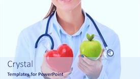  Presentation with green apple - Beautiful PPT theme featuring beautiful-smiling-female-doctor-holding backdrop and a sky blue colored foreground