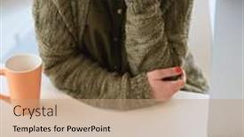  Presentation with student - Presentation theme enhanced with beautiful-smiling-female-student-using background and a coral colored foreground