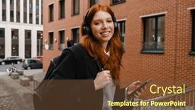  Presentation with ginger - PPT layouts having beautiful-smiling-ginger-woman background and a tawny brown colored foreground
