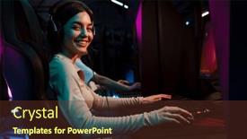  Presentation with club - Presentation enhanced with beautiful-smiling-girl-in-headphones background and a tawny brown colored foreground