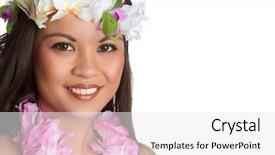  Presentation with hawaiian luau - Slide deck featuring beautiful smiling hawaiian tropical woman background and a white colored foreground