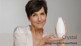  Presentation with bottle - Theme with beautiful-smiling-senior-woman background and a  colored foreground
