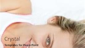  Presentation with bed - Colorful theme enhanced with beautiful-smiling-woman-lying backdrop and a coral colored foreground