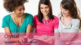  Presentation with news - Audience pleasing slide set consisting of beautiful smiling women reading magazine backdrop and a coral colored foreground