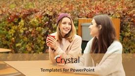  Presentation with coffee - Colorful slide set enhanced with beautiful smiling women with coffee backdrop and a yellow colored foreground