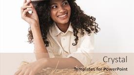  Presentation with cowgirl - Presentation theme enhanced with beautiful-smiling-young-african-cowgirl background and a coral colored foreground