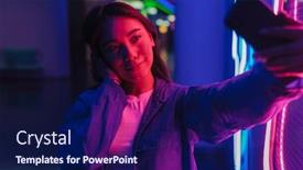  Presentation with long hair - Presentation theme featuring beautiful-smiling-young-asian-woman background and a navy blue colored foreground