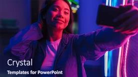  Presentation with long hair - Amazing presentation theme having beautiful-smiling-young-asian-woman backdrop and a navy blue colored foreground